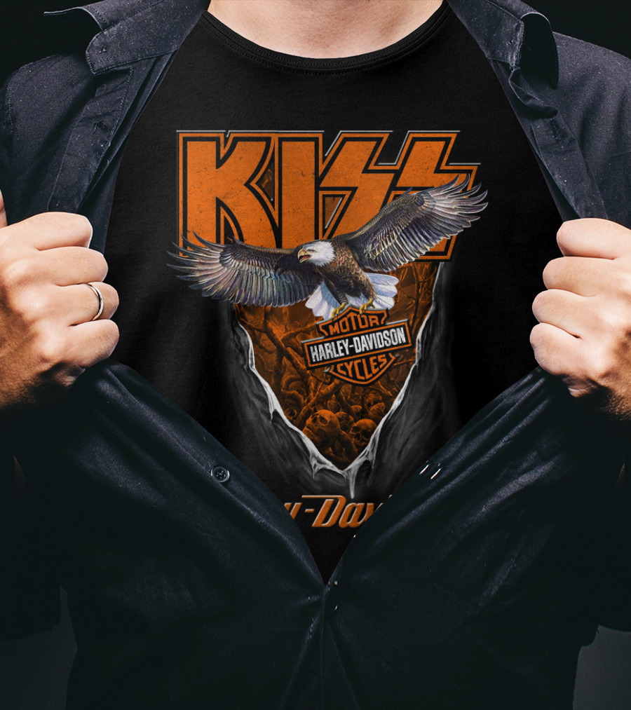 Kiss Harley Davidson Motorcycles Bald Eagle T-Shirt
