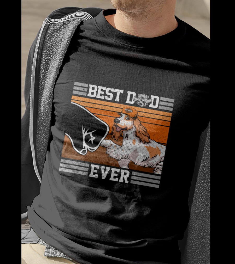 Best Dad Ever Motor Harley English Cocker Spaniel Cycles T-Shirt