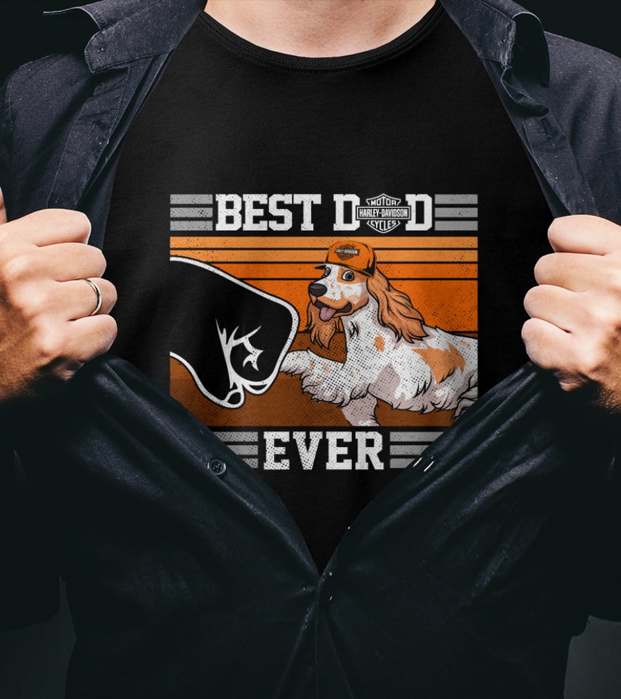 Best Dad Ever Motor Harley English Cocker Spaniel Cycles T-Shirt