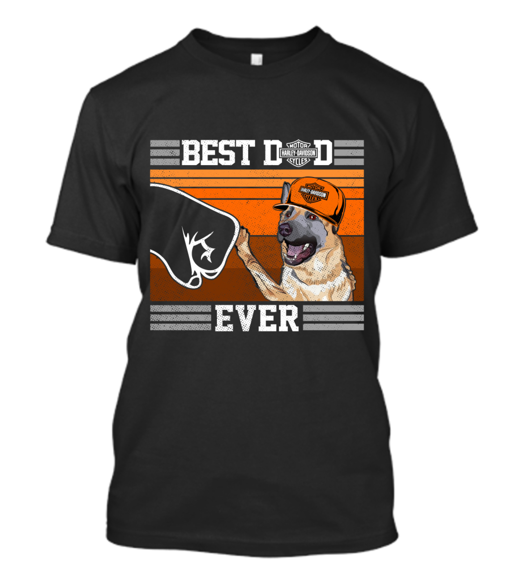Best Dad Ever Harley Davidson German Shepherd Fist Bump T-Shirt