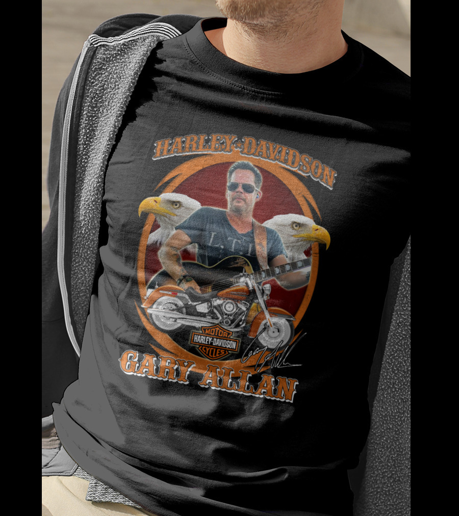 Harley Davidson Motor Cycles Gary Allan L Til Eagles T-Shirt