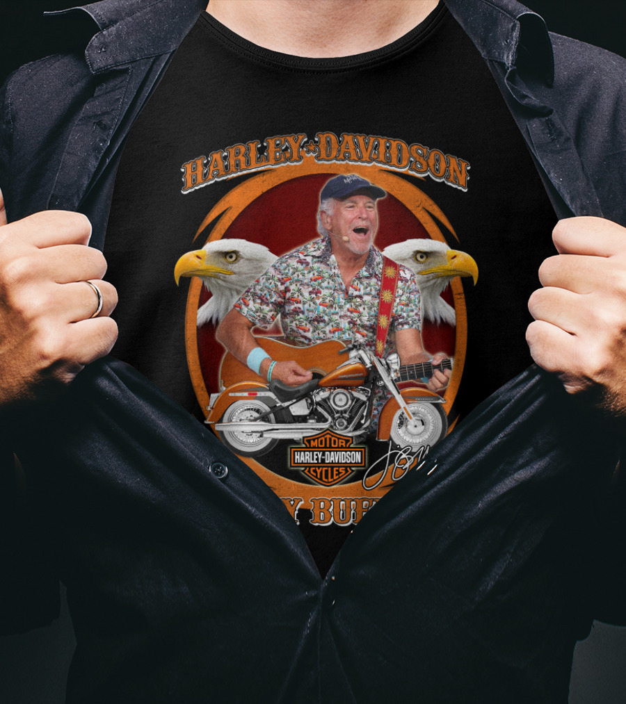 Harley Davidson Motor Cycles Jimmy Buffett Eagles T-Shirt