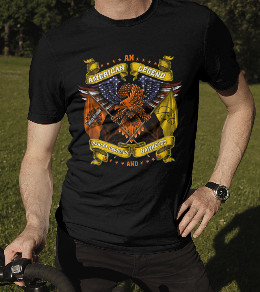 An American Legend Harley Davidson And Iowa Hawkeyes T-Shirt