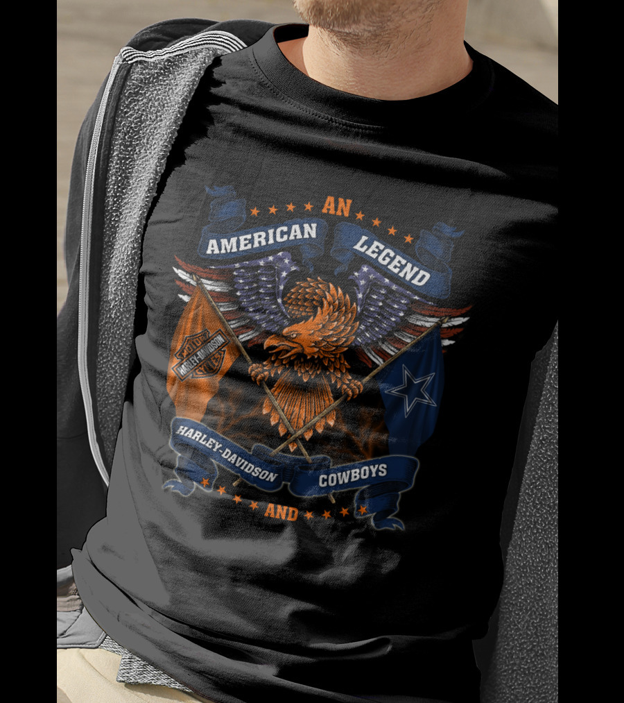 An American Legend Harley Davidson And Cowboys T-Shirt