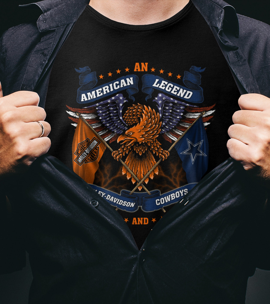 An American Legend Harley Davidson And Cowboys T-Shirt