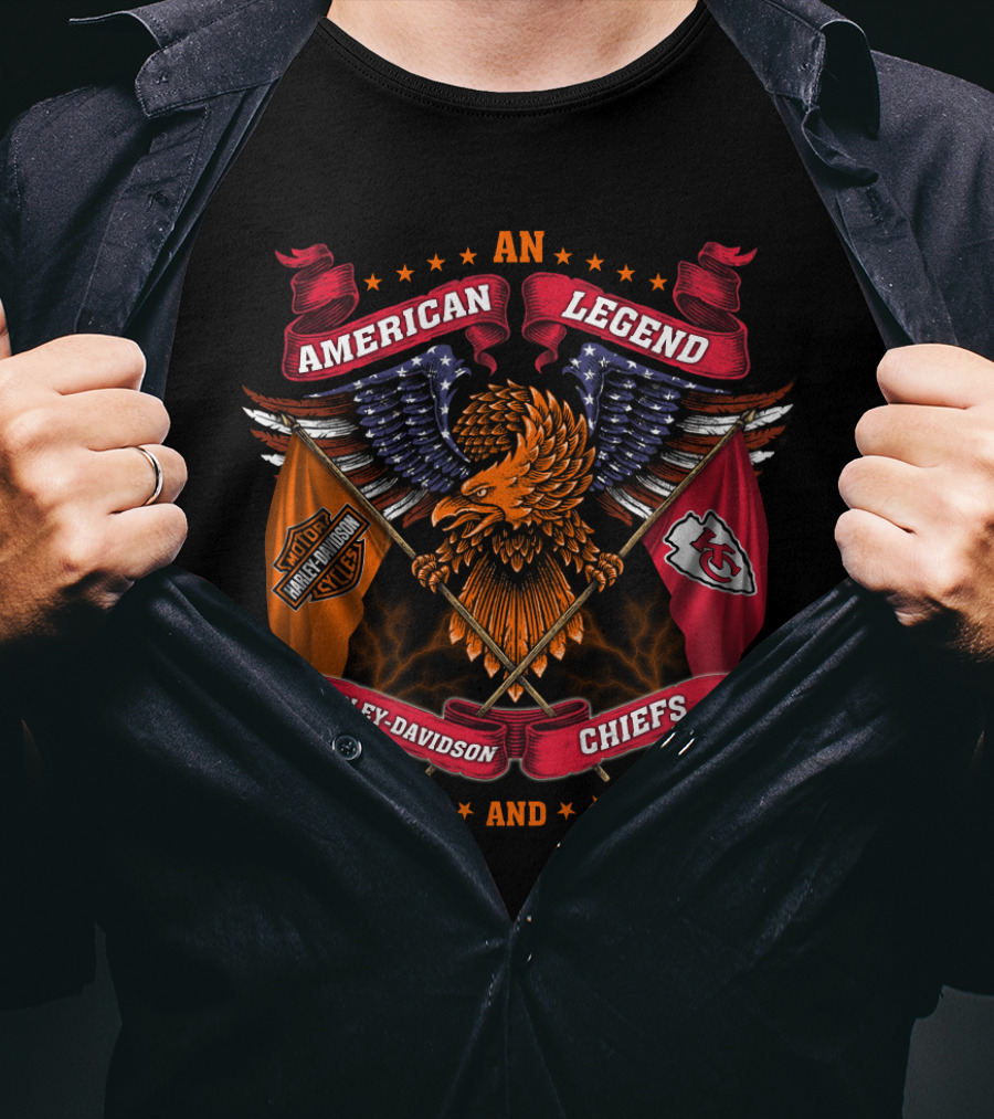 An American Legend Harley Davidson And Chiefs T-Shirt