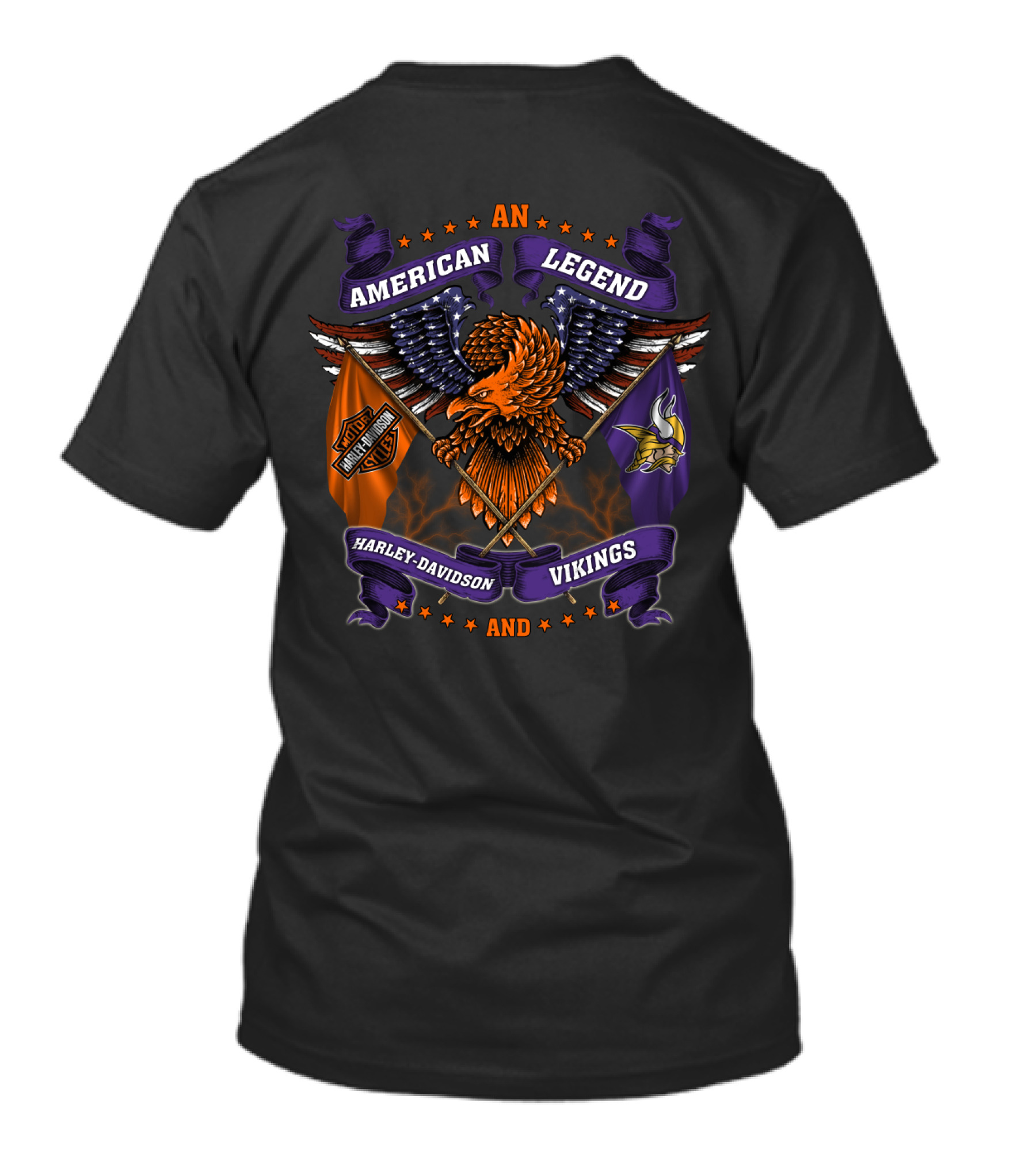An American Legend Harley Davidson And Vikings T-Shirt