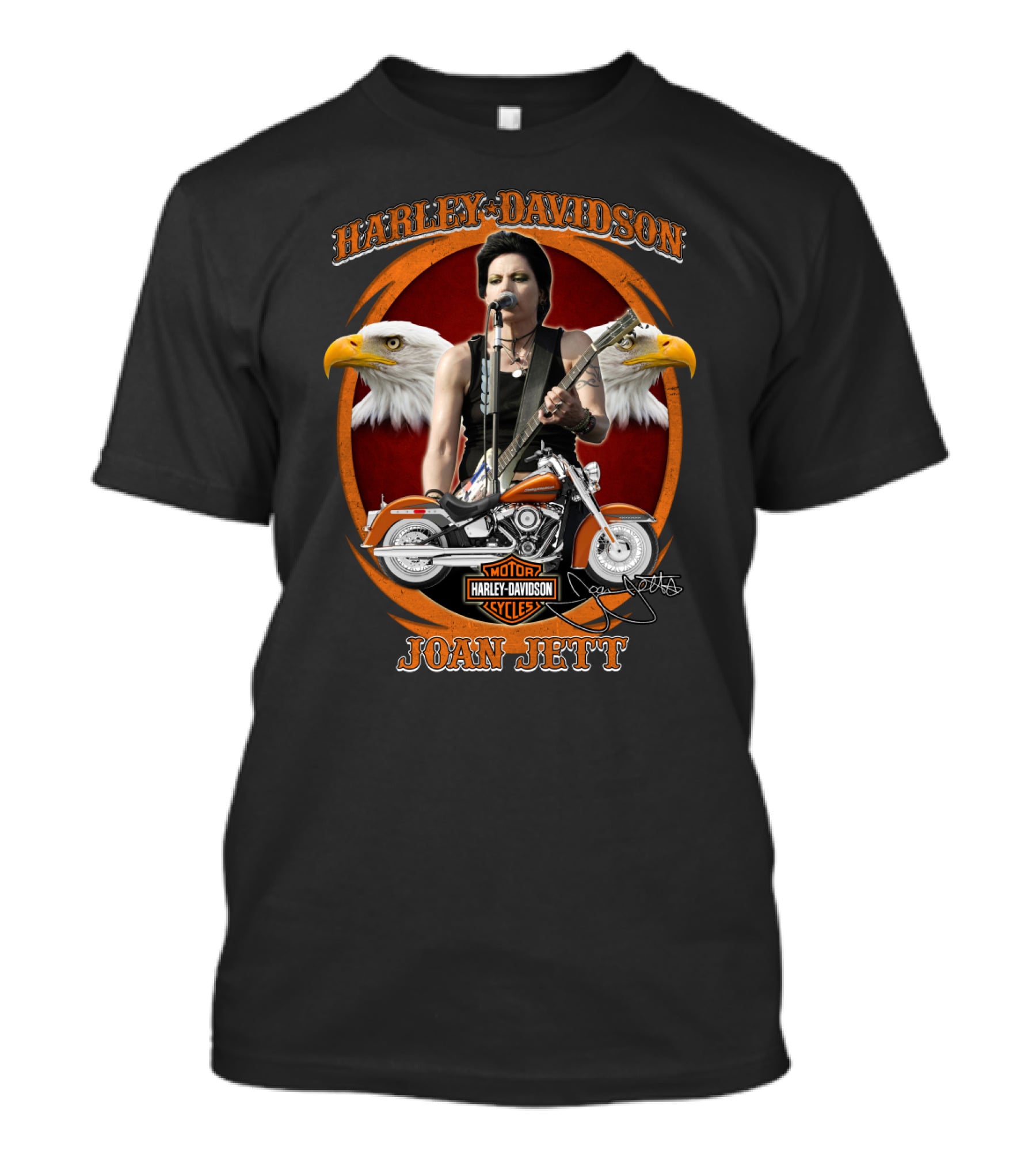 Joan Jett Harley Davidson Cycles Motorcycle With Eagles And Guitar T-Shirt