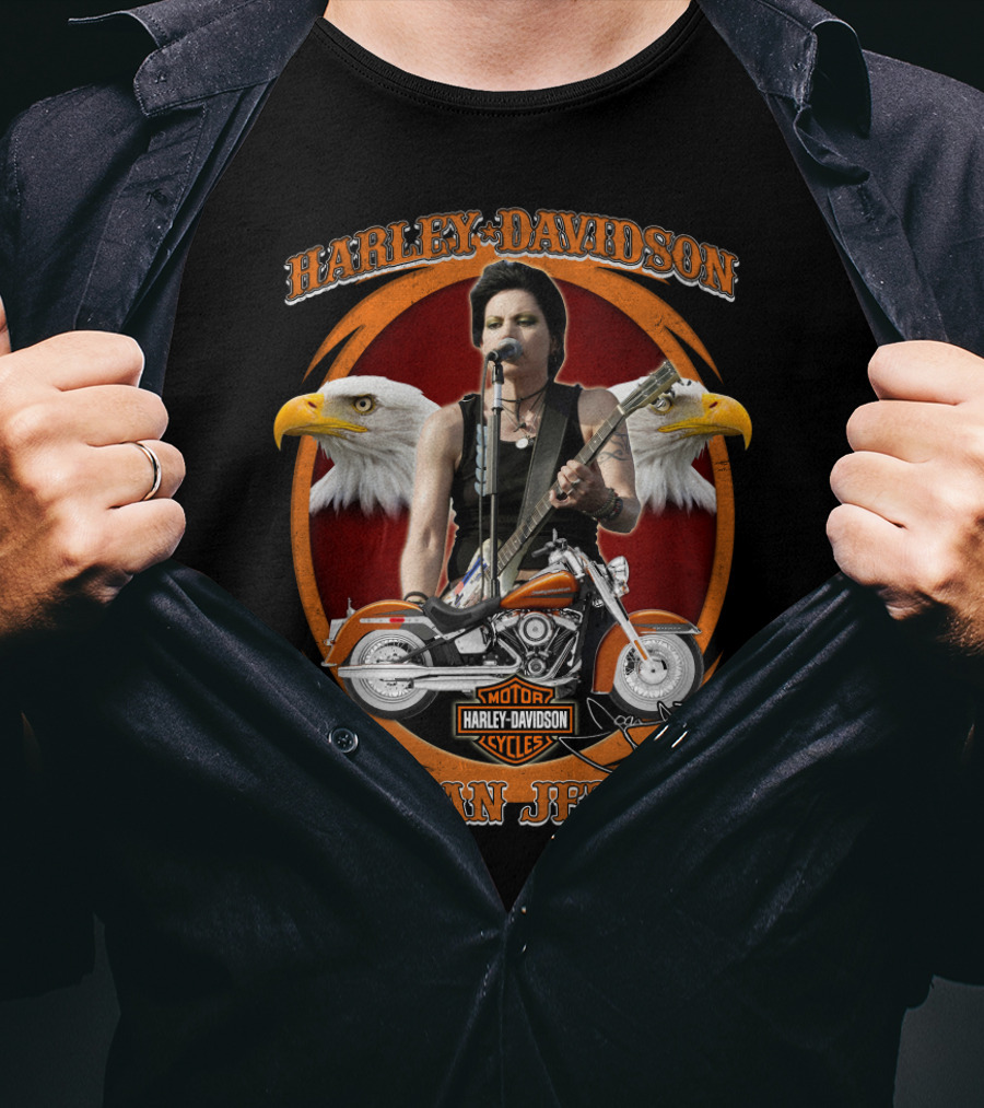 Joan Jett Harley Davidson Cycles Motorcycle With Eagles And Guitar T-Shirt
