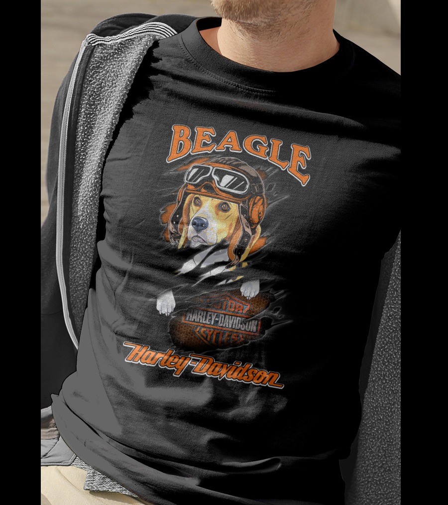 Beagle Harley Davidson Motorcycles Cycles T-Shirt