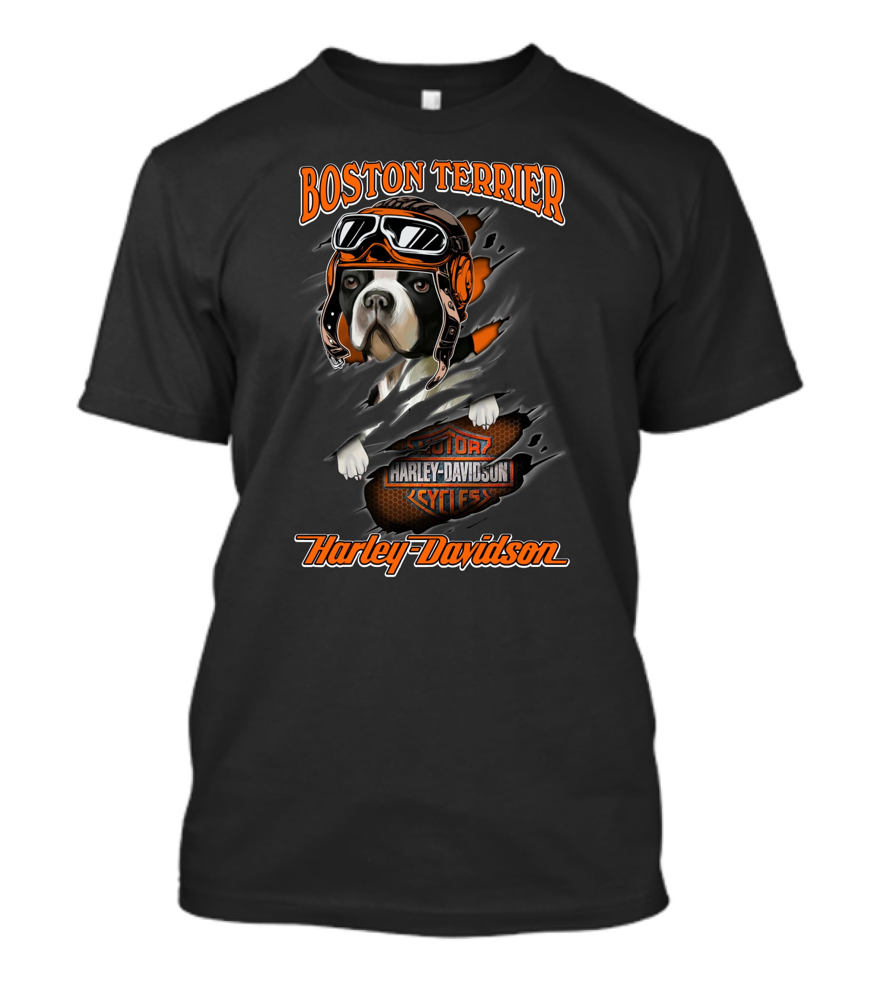 Boston Terrier Harley Davidson Motorcycle Goggles T-Shirt