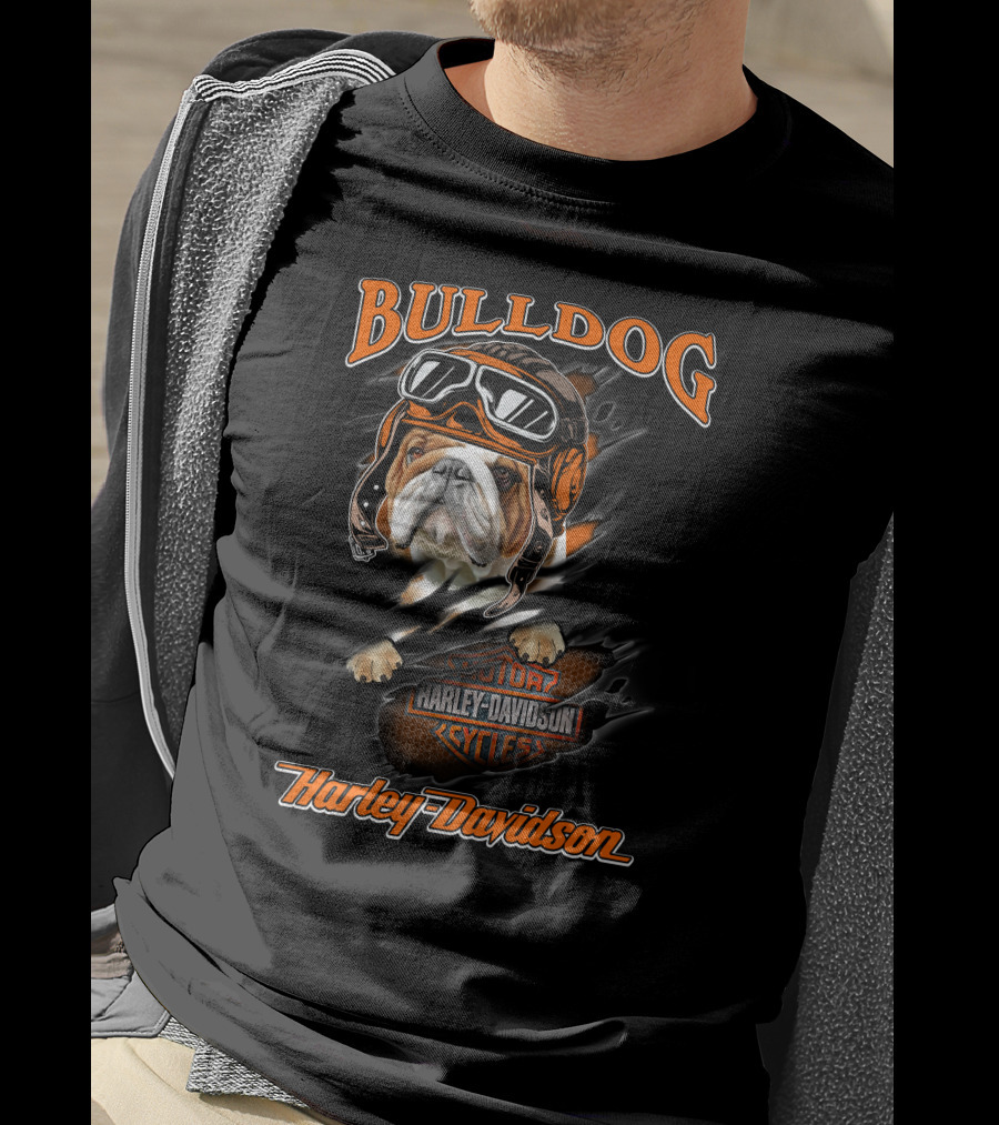 Bulldog Harley Davidson Motorcycles Rider T-Shirt