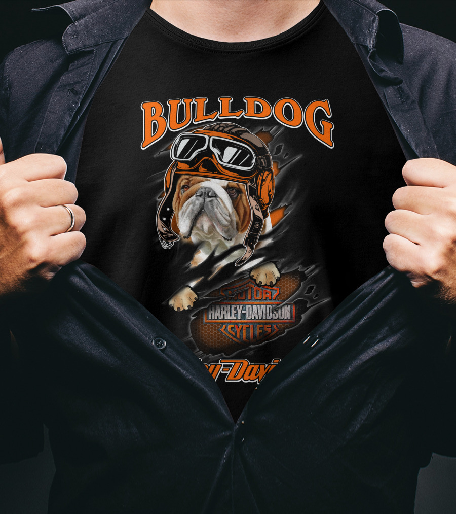 Bulldog Harley Davidson Motorcycles Rider T-Shirt