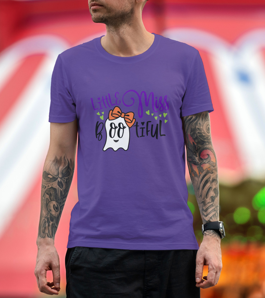 Little Miss Bootiful Ghost with Bow and Hearts T-Shirt