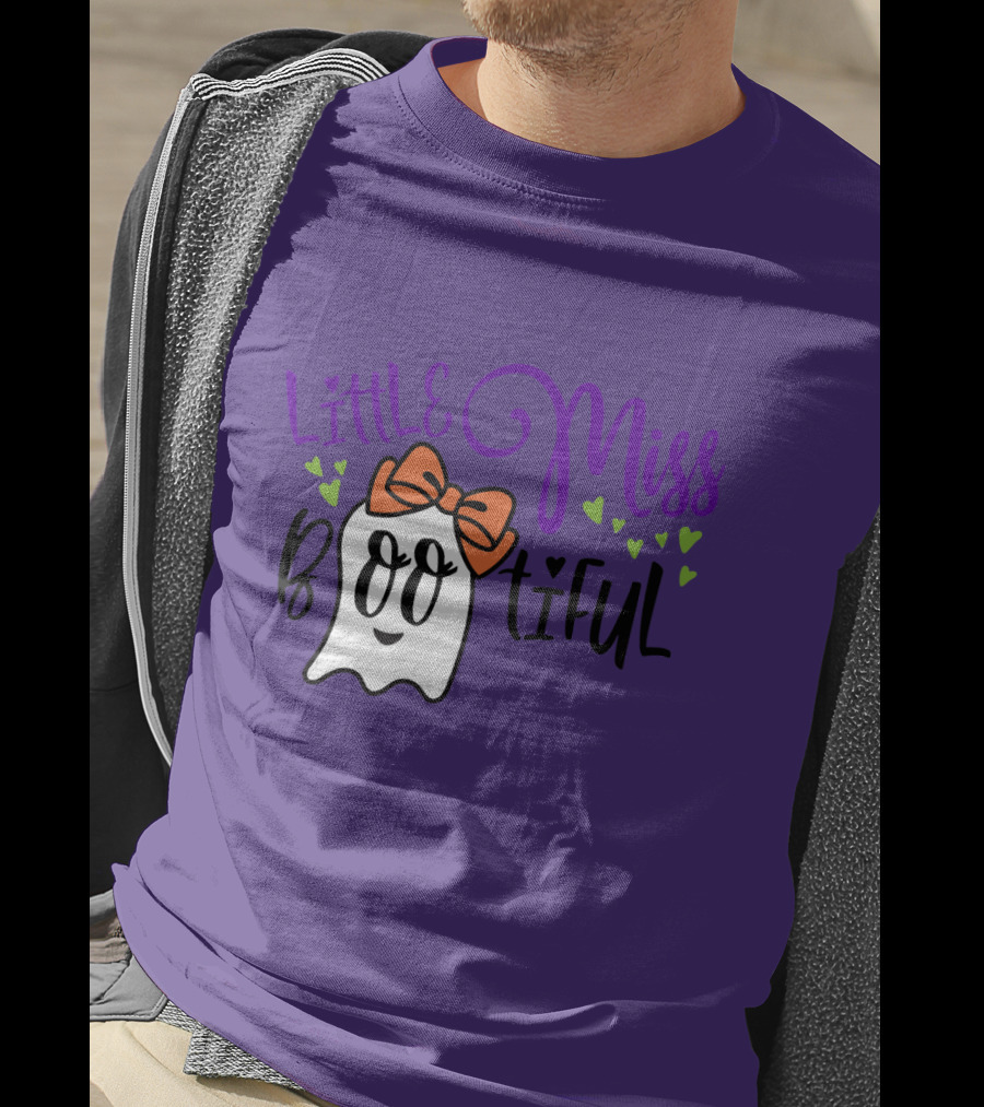 Little Miss Bootiful Ghost With Bow And Hearts T-Shirt