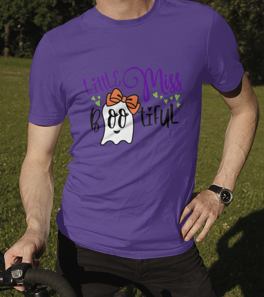Little Miss Bootiful Ghost With Bow And Hearts T-Shirt