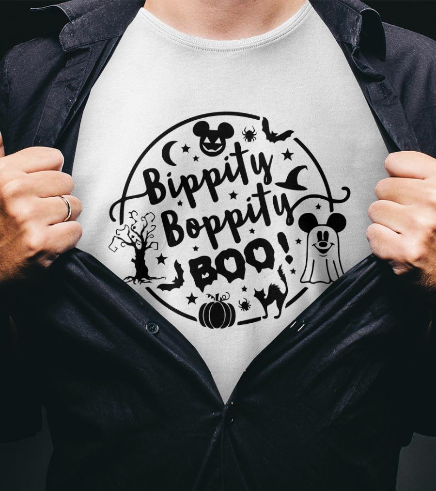 Bippity Boppity Boo Halloween Mickey Ghost Pumpkin And Bat Magic T-Shirt