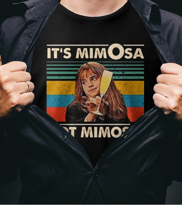 IT'S MIMOSA NOT MIMOSA Retro Stripes Girl Holding Glass T-Shirt