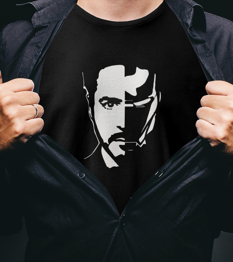 Iron Face Stark Split Hero Mask T-Shirt