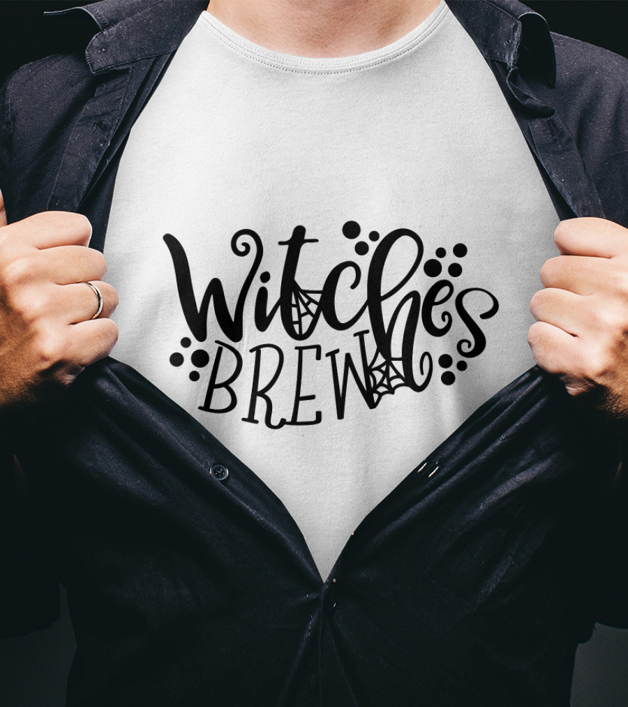 Witches Brew Halloween Script With Spider Webs T-Shirt