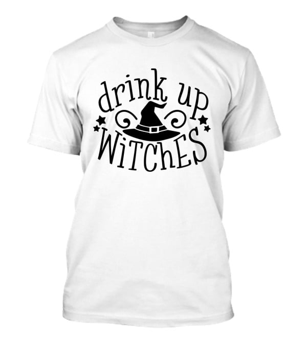 Drink Up Witches Halloween Witch Hat Stars T-Shirt