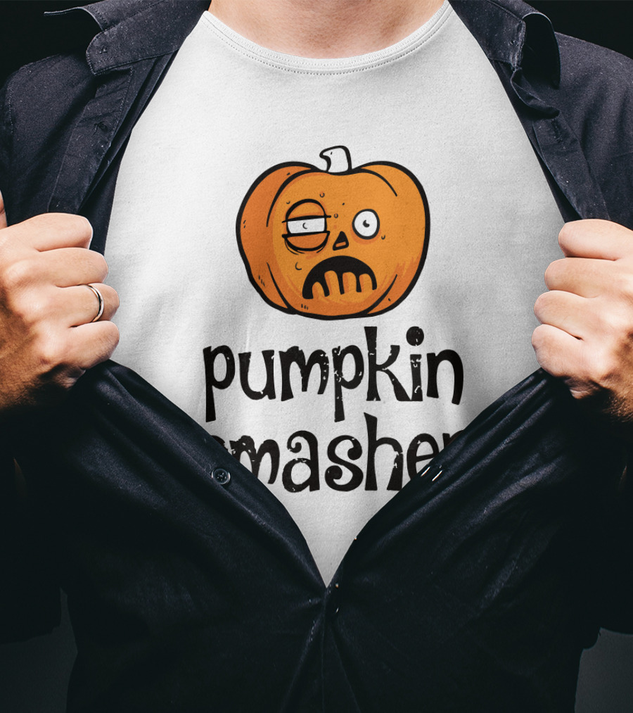 Pumpkin Smasher Funny Jack-O'-Lantern Face T-Shirt