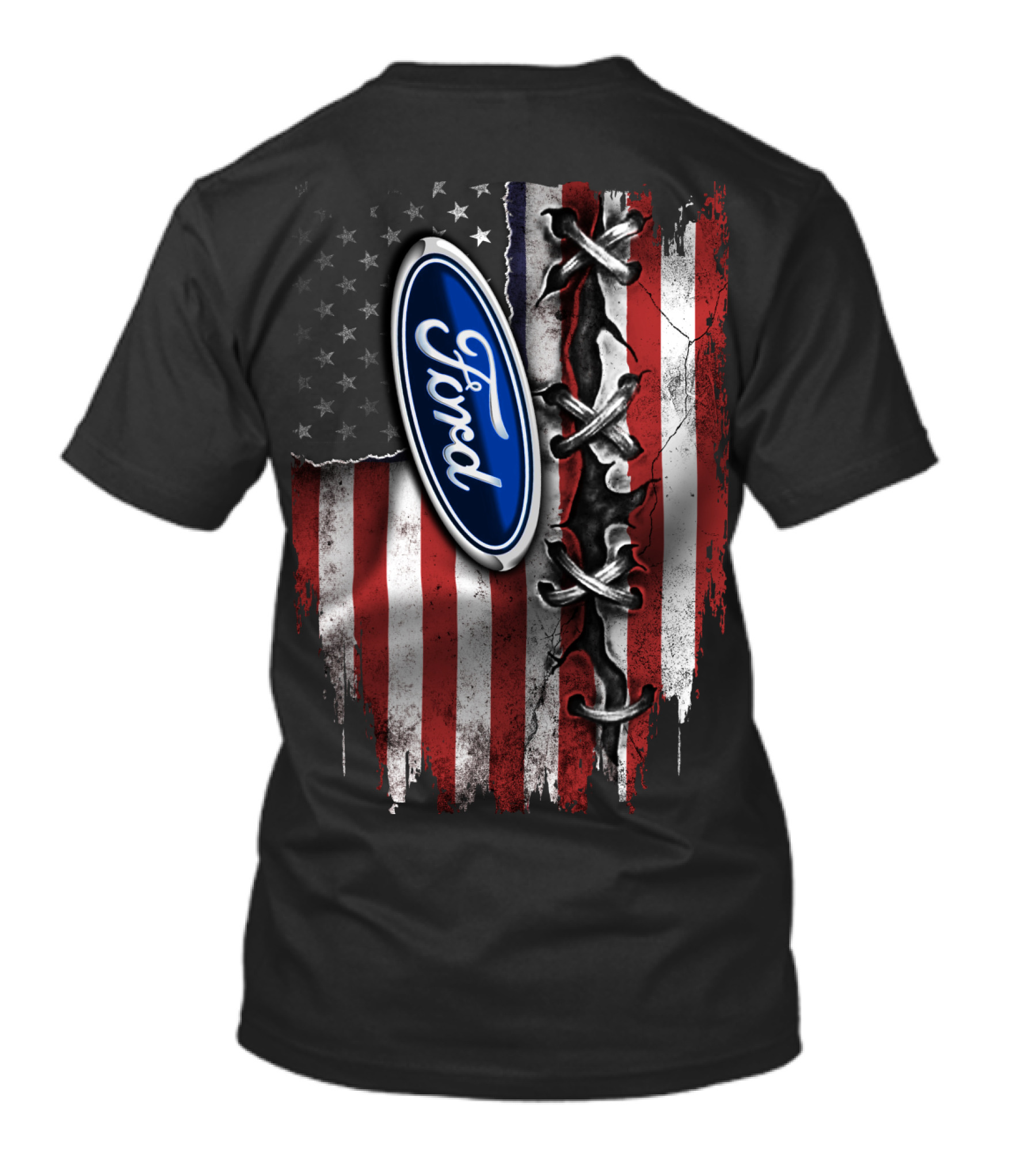Ford American Flag Distressed Laced T-Shirt