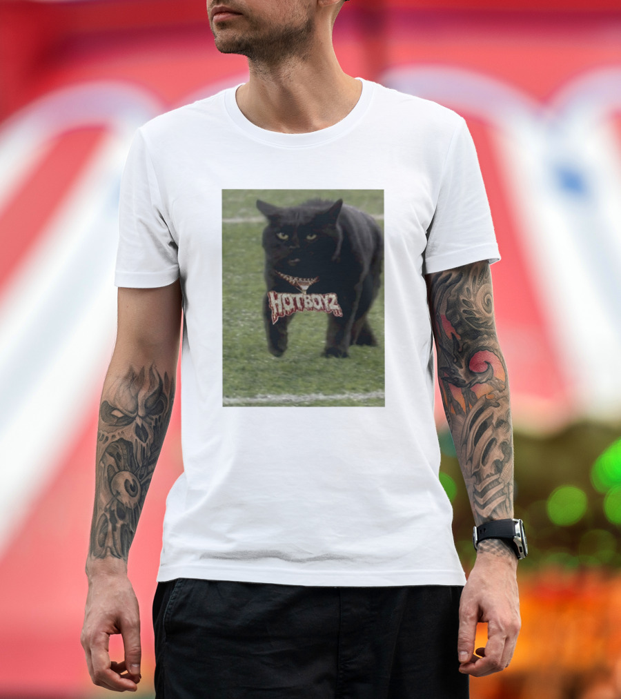 Hot Boyz Black Cat on Football Field T-Shirt