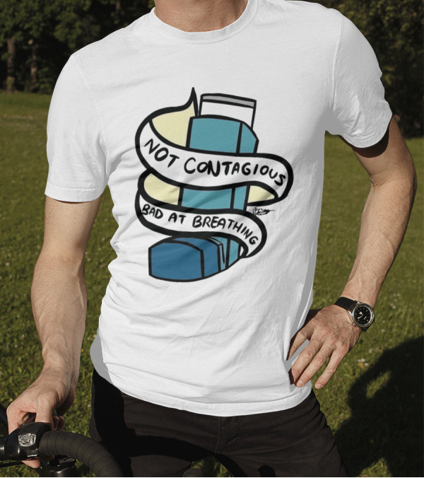 Not Contagious Bad At Breathing Inhaler Sticker T-Shirt