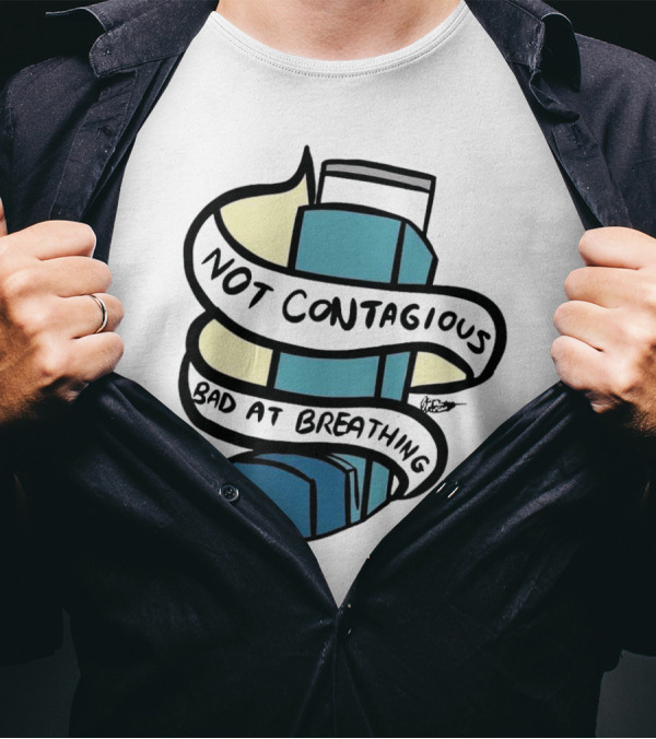 Not Contagious Bad At Breathing Inhaler Sticker T-Shirt