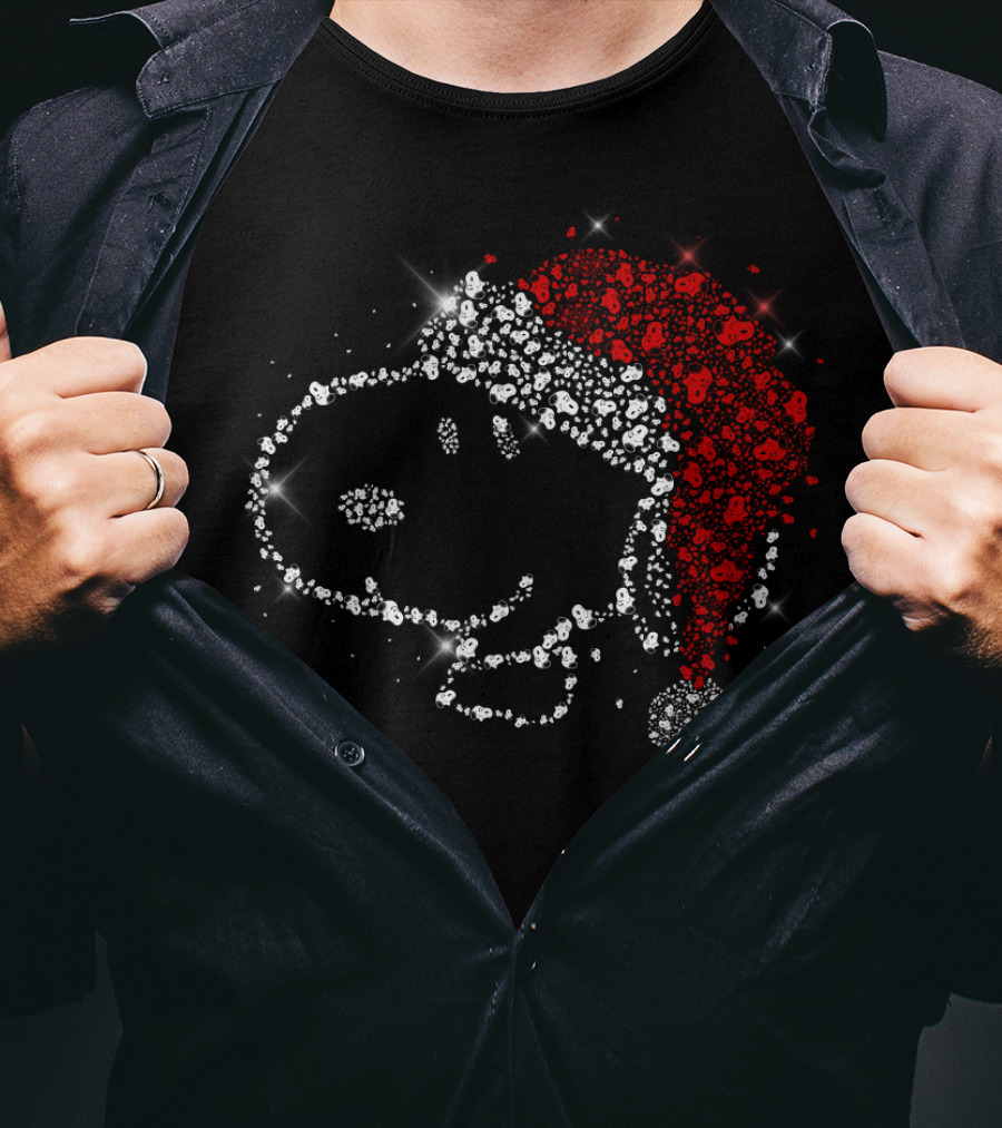 Nice For You Snoopy Christmas Santa Hat Sparkle T-Shirt