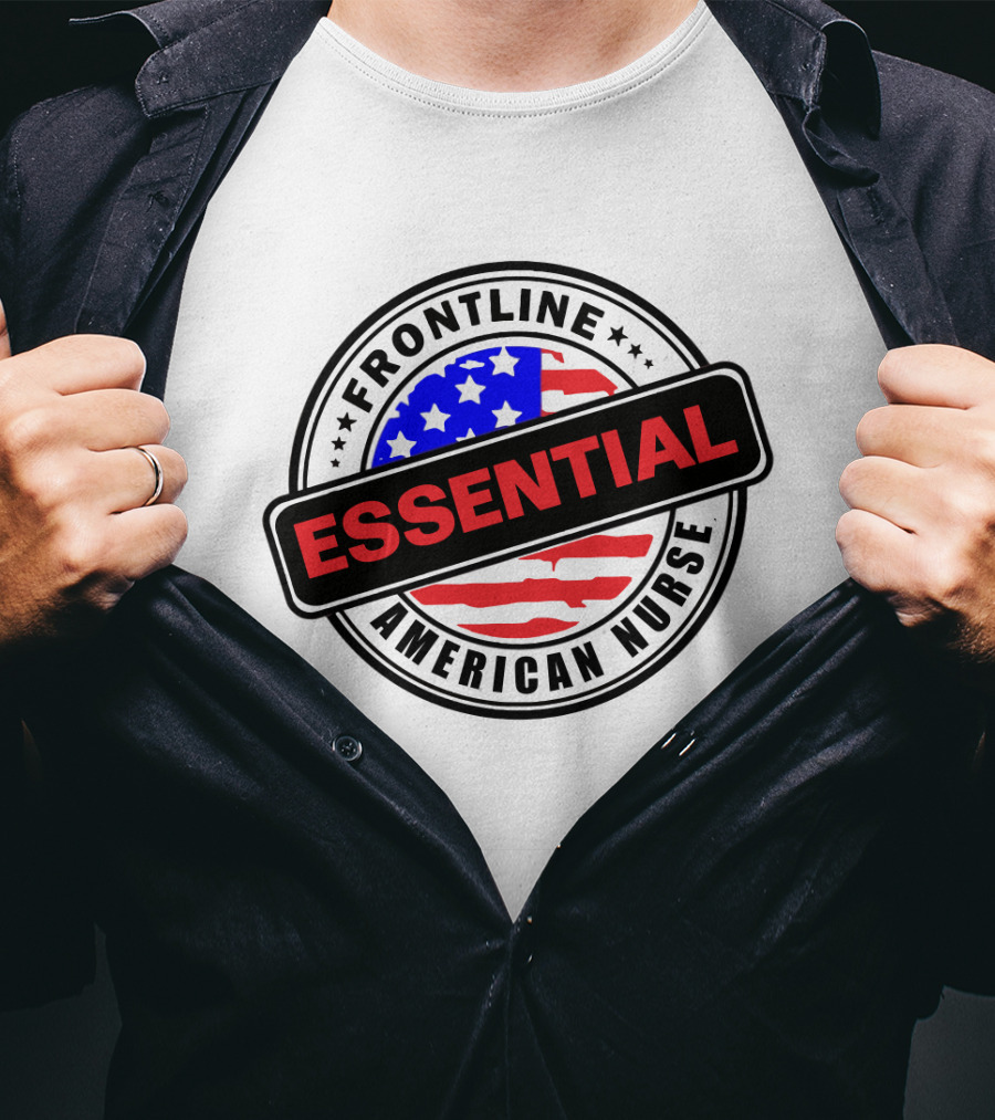 Frontline Essential American Nurse Hero USA Flag T-Shirt