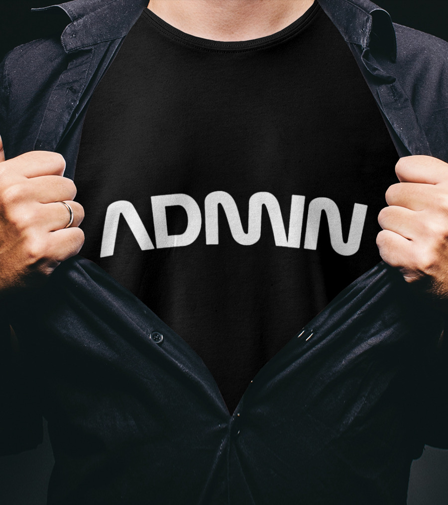 ADMN Curved Bold Text Distorted Effect T-Shirt