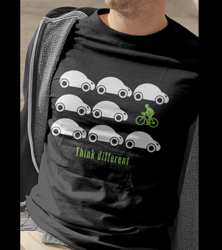 Think Different Cycling With Cars T-Shirt