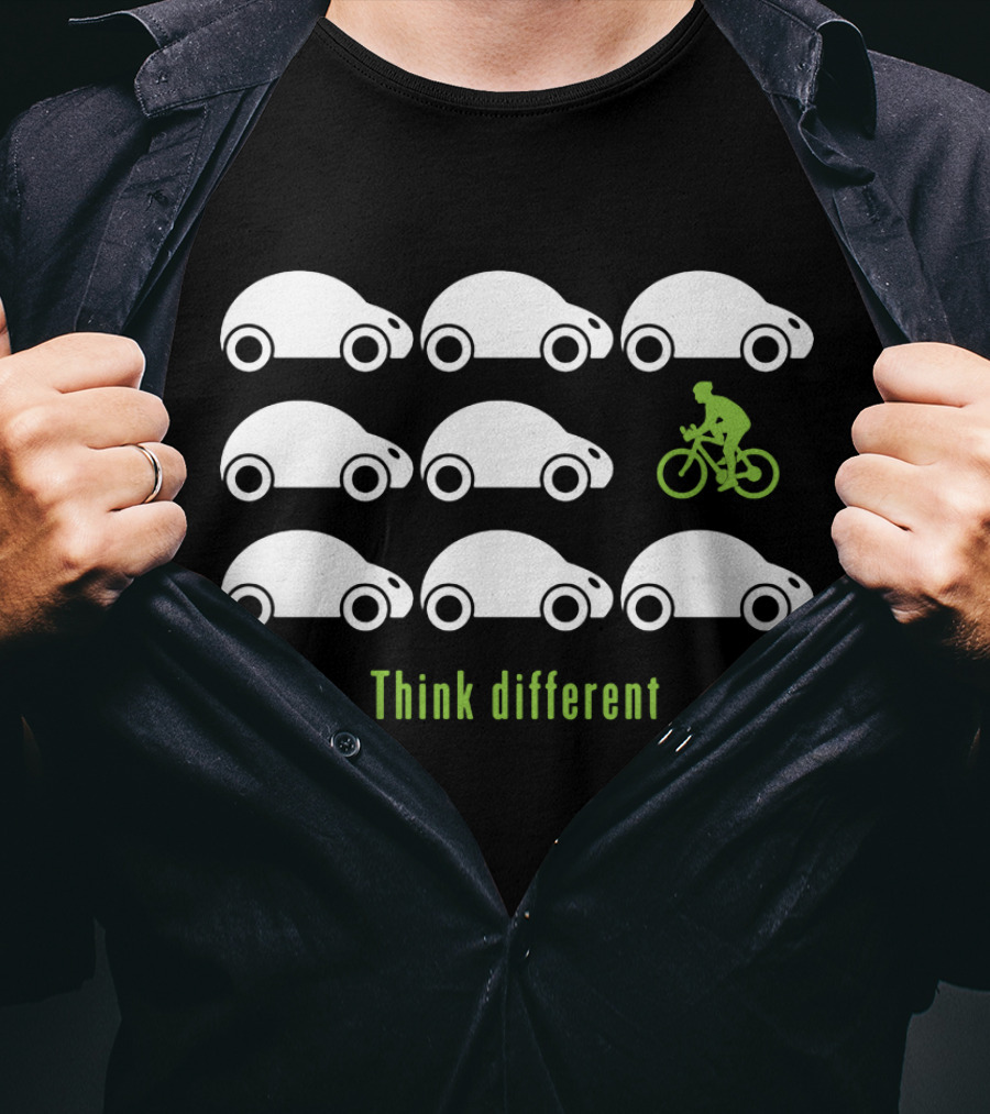 Think Different Cycling With Cars T-Shirt