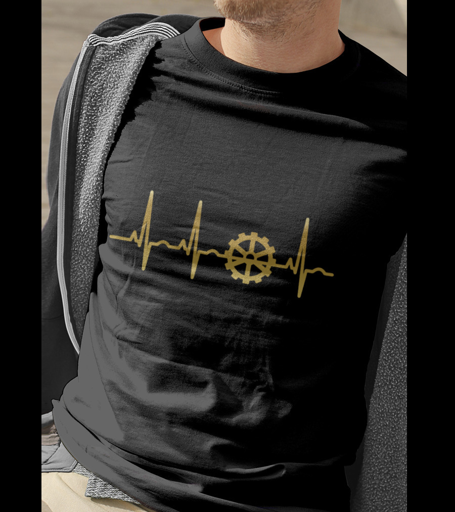 Evolution EKG Heartbeat Cycling Cycle Fahrrad Kett Gear T-Shirt