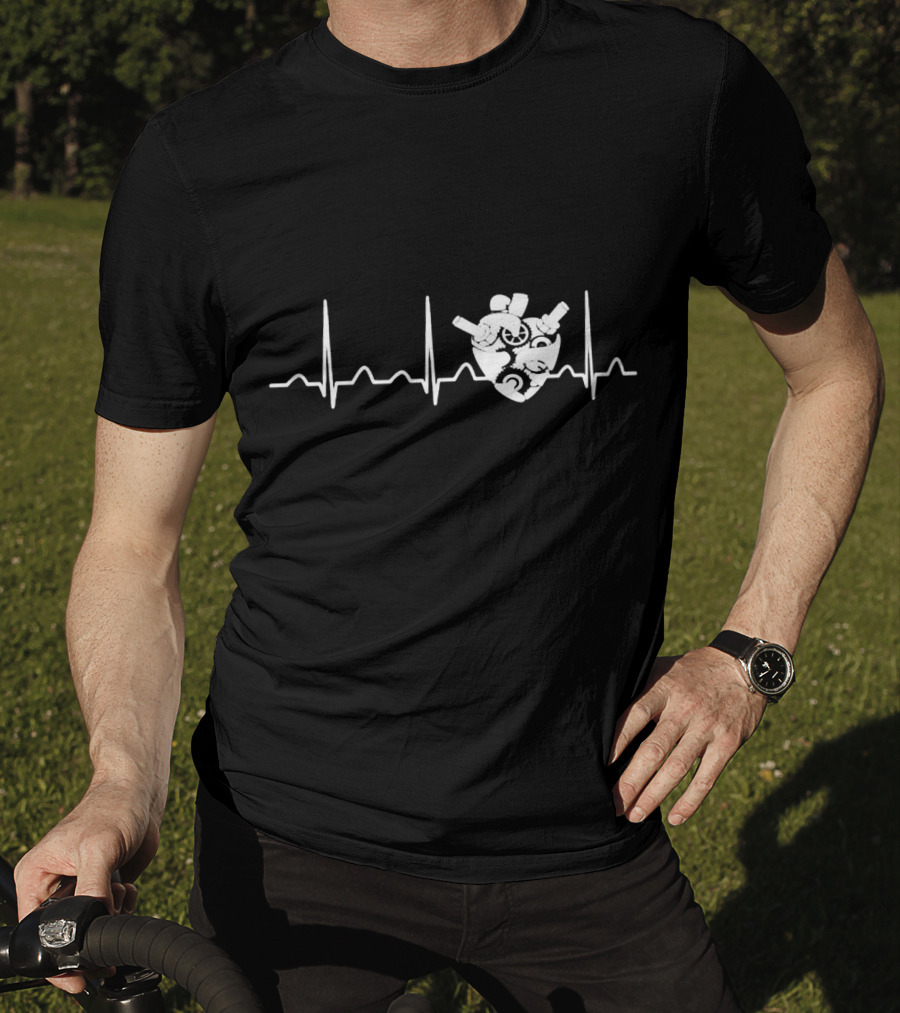 Biomedical Engineer Heart With EKG Elements And Mechanical Components T-Shirt