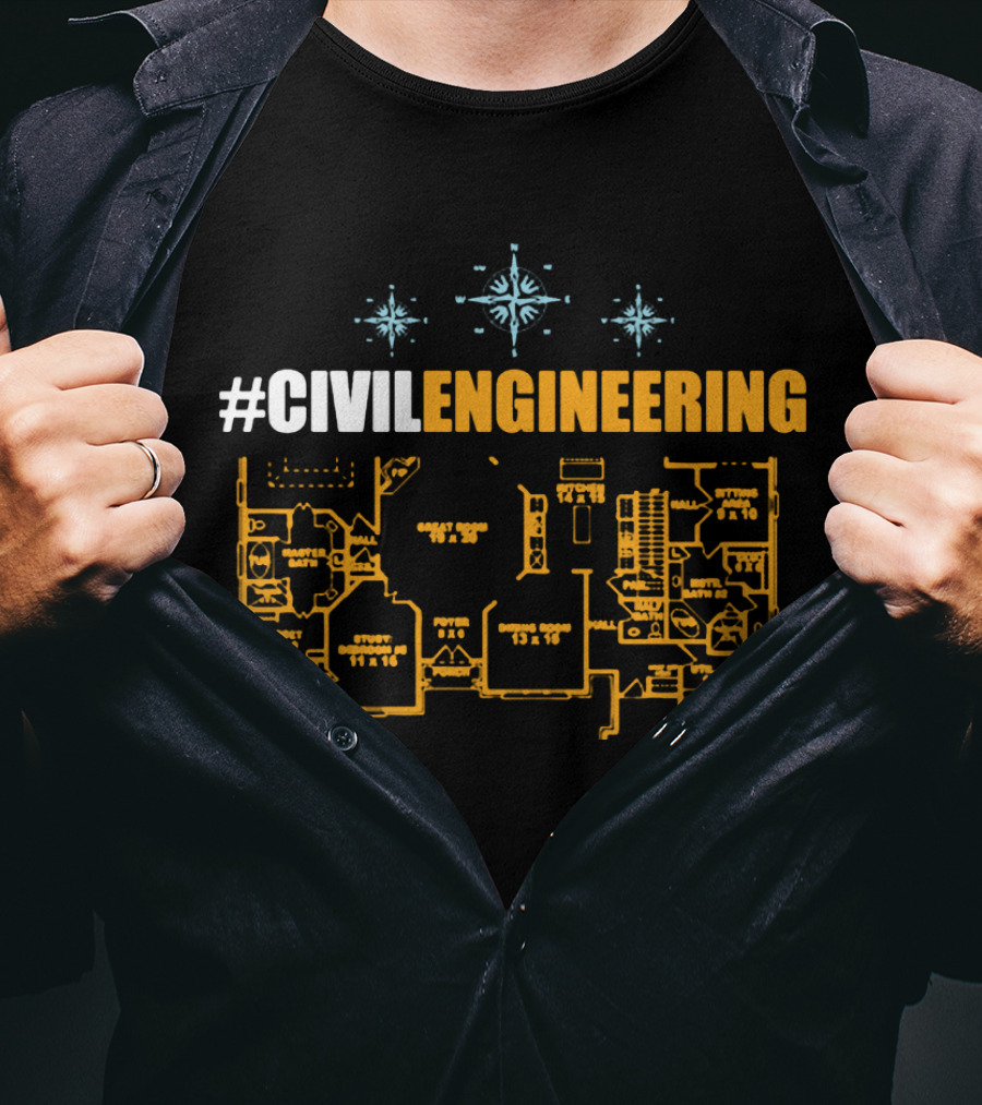 CIVILENGINEERING Blueprint Plan T-Shirt