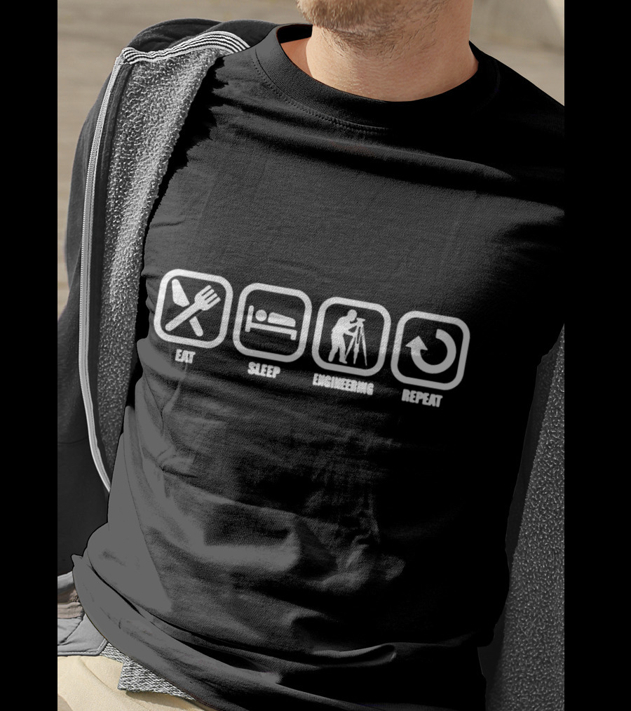Eat Sleep Engineering Repeat Surveyor Icons T-Shirt