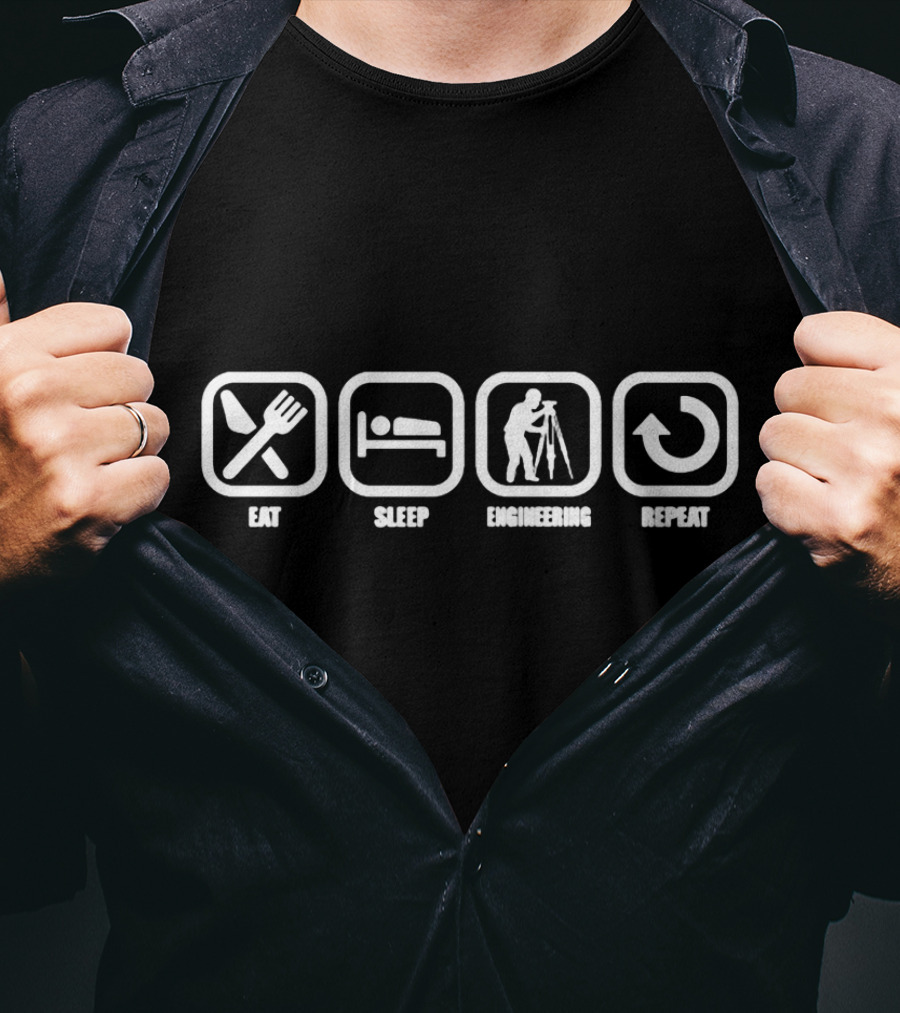 Eat Sleep Engineering Repeat Surveyor Icons T-Shirt
