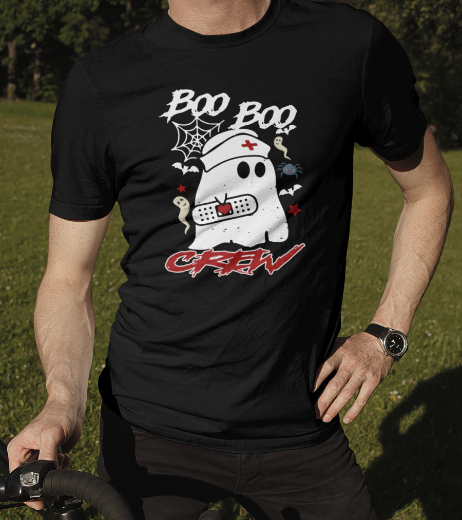 Boo Boo Crew Ghost Nurse Costume Spider Bats Halloween T-Shirt