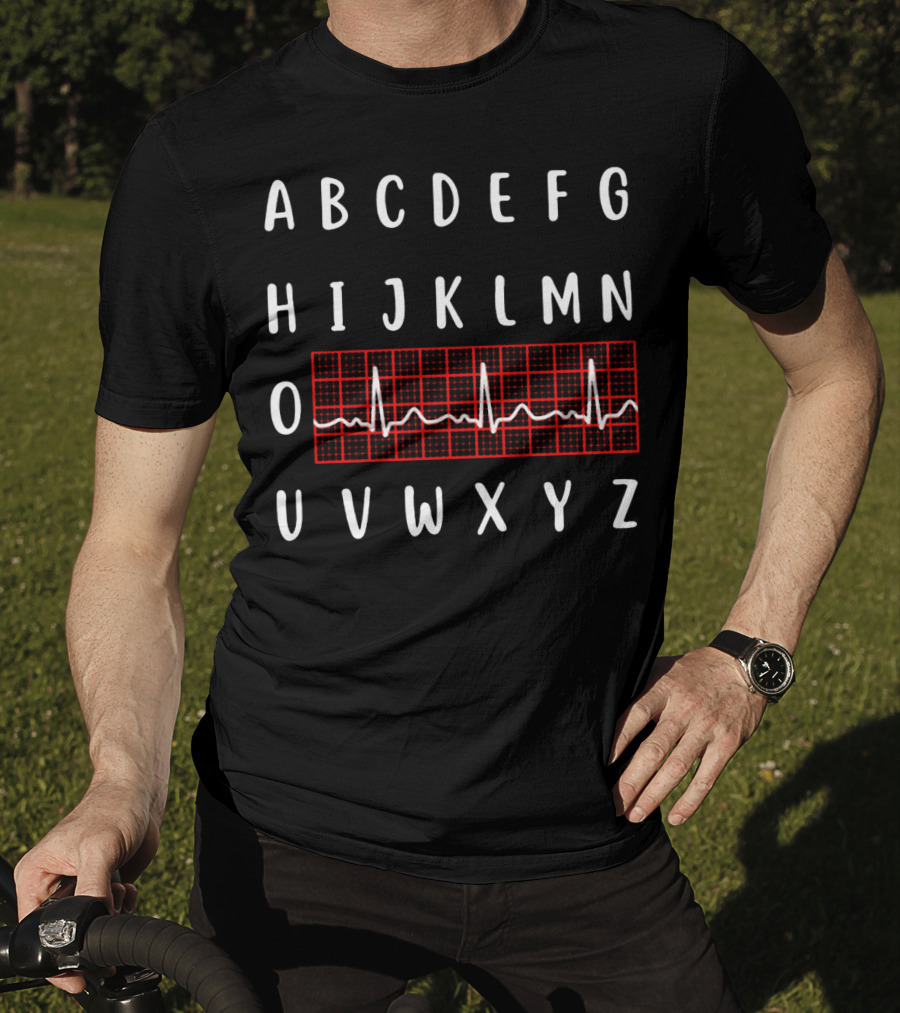 Funny Nursing Alphabet ECG Heartbeat O Letter T-Shirt