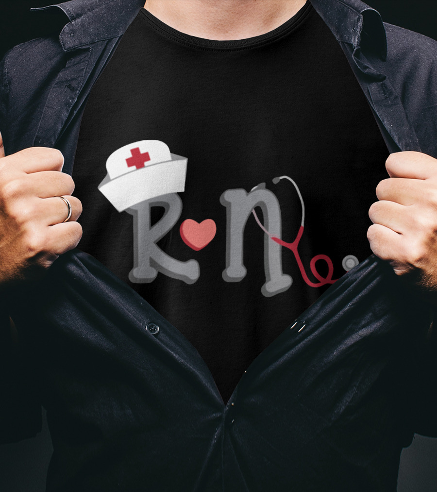 RN Nurse Hat Stethoscope Heart T-Shirt