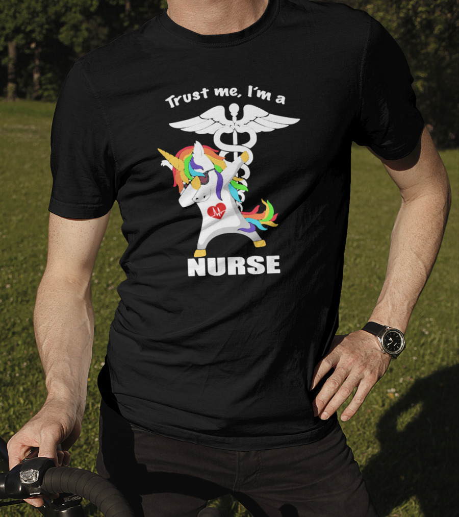 Trust Me I'm A Nurse Unicorn Dabbing With Caduceus T-Shirt