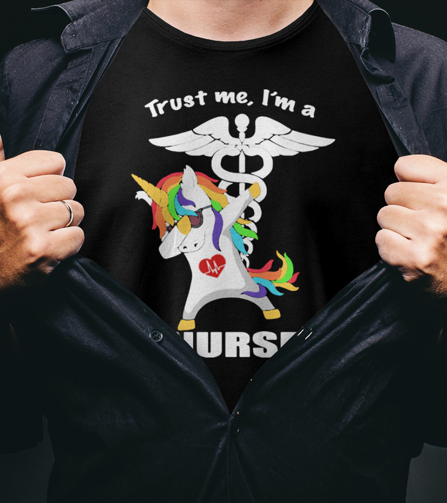 Trust Me I'm A Nurse Unicorn Dabbing With Caduceus T-Shirt