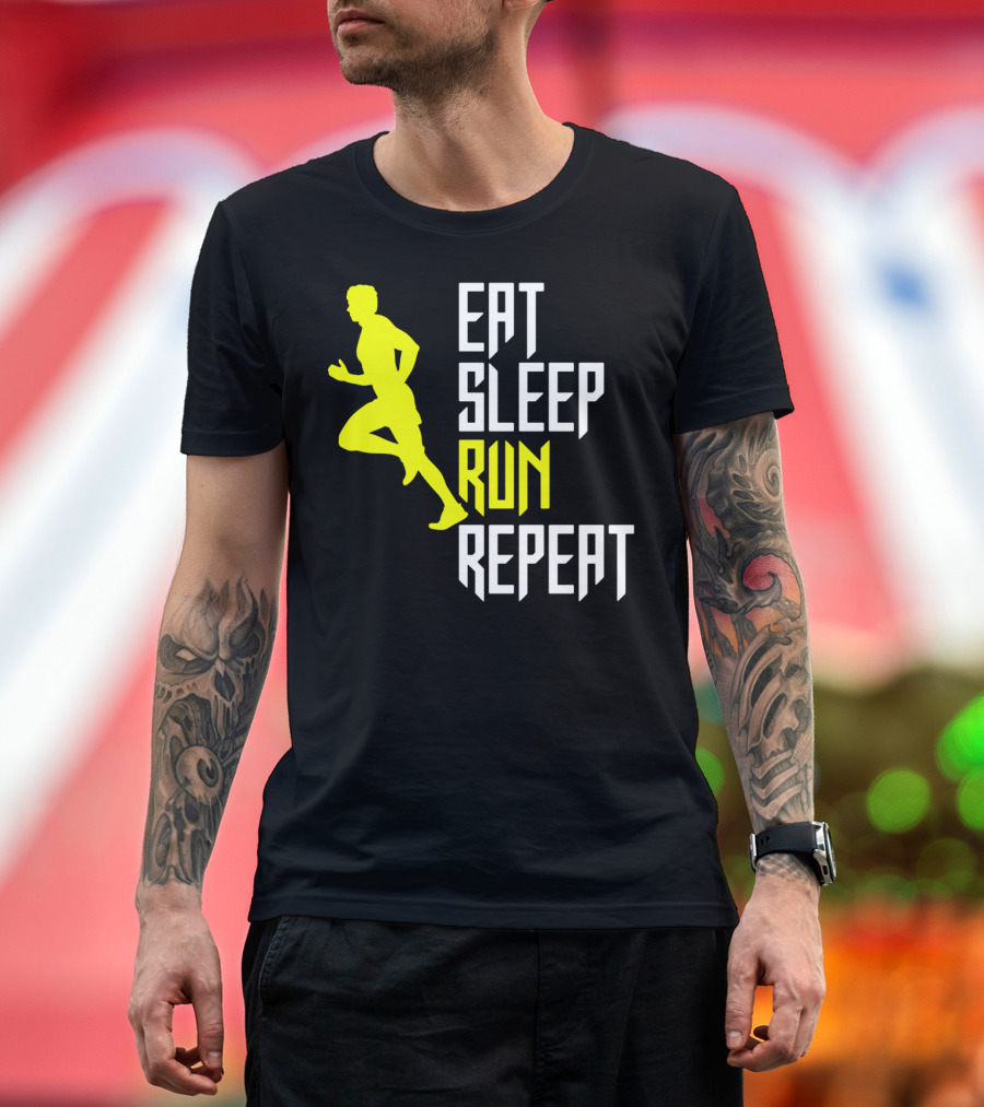 Eat Sleep Run Repeat Funny Jogging Joke T-Shirt