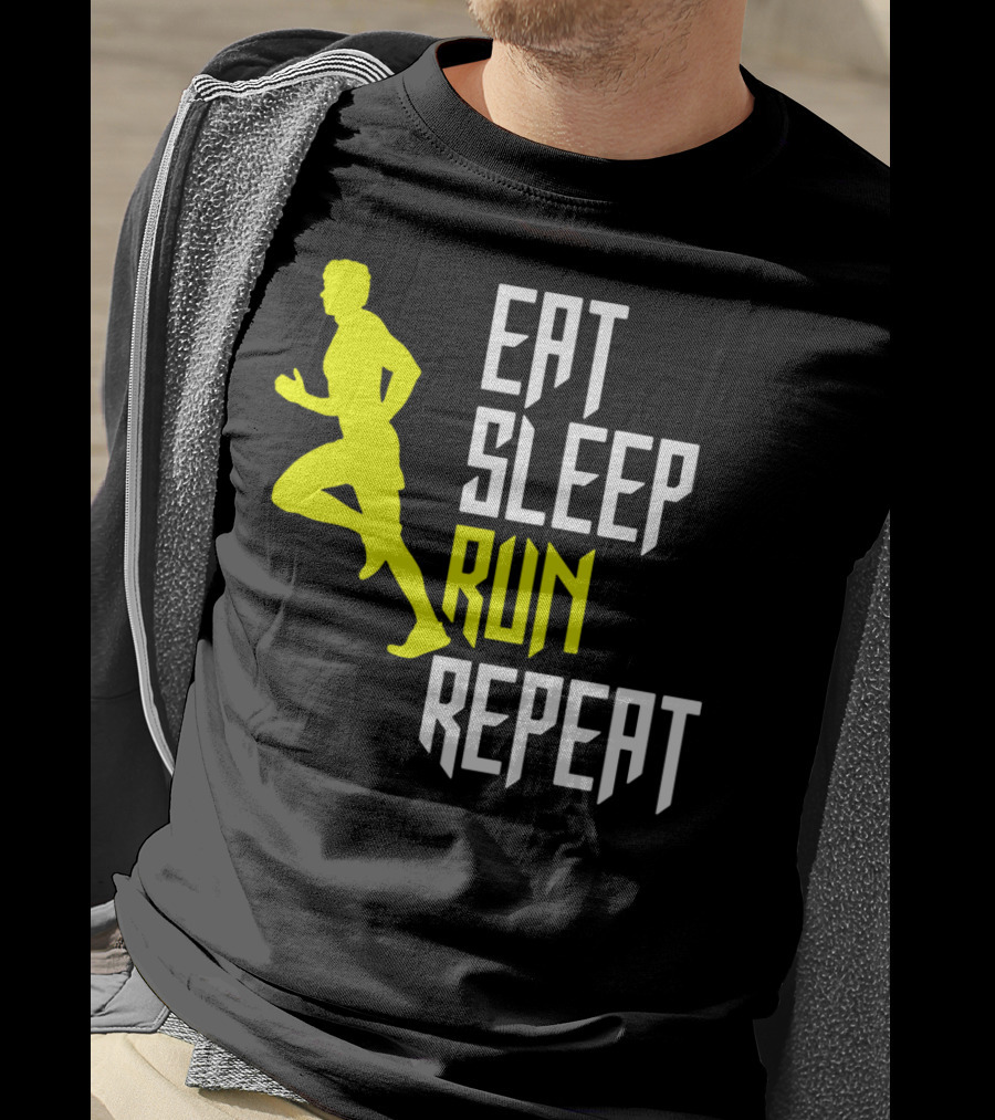 Eat Sleep Run Repeat Funny Jogging Joke T-Shirt