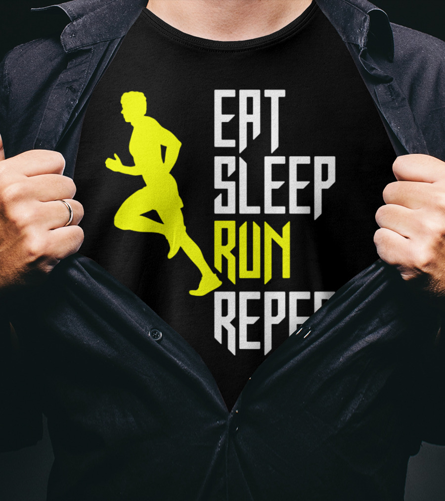 Eat Sleep Run Repeat Funny Jogging Joke T-Shirt