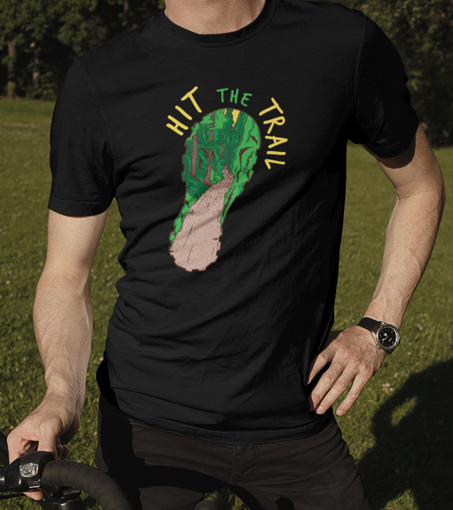 Hit The Trail Running Trail Footprint Pathway Forest Adventure T-Shirt