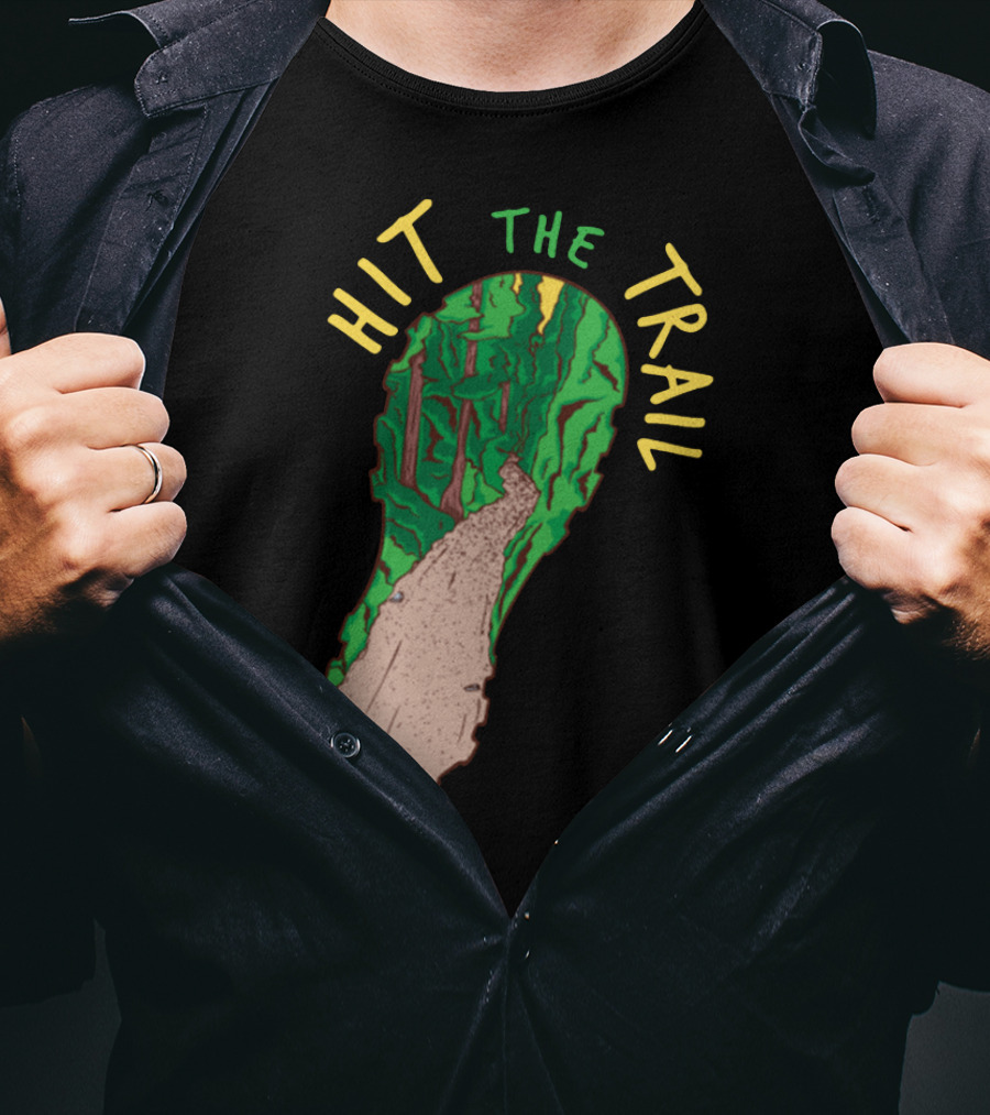 Hit The Trail Running Trail Footprint Pathway Forest Adventure T-Shirt